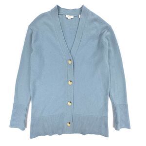 VINCE Wool Cashmere Weekend Cardigan Sweater Old Money Quiet Luxury Minimal Blue